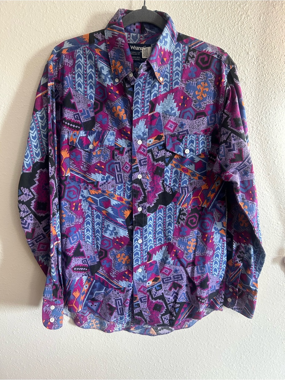 Vintage 90s Wrangler Retro Cowboy Cut Regular Fit Button Up Shirt Mens 15.5 34